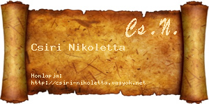 Csiri Nikoletta névjegykártya